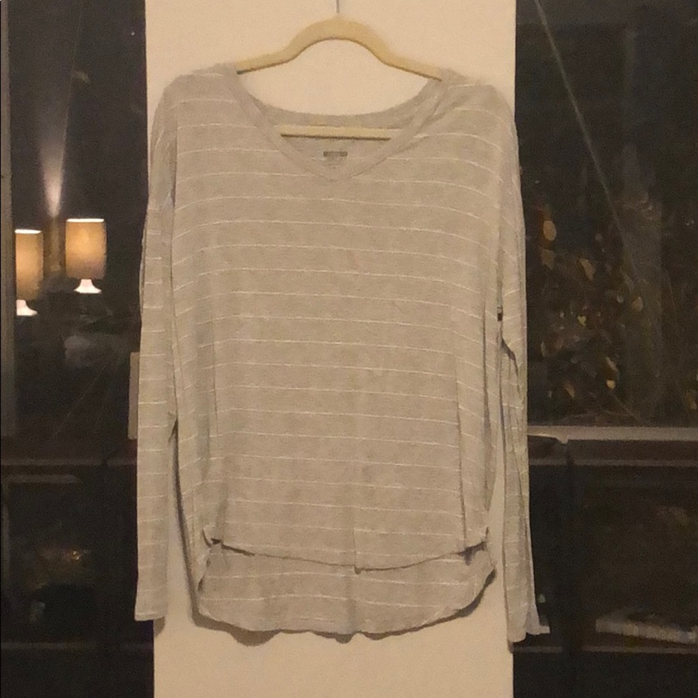Grey long sleeve with white and glitter stripes